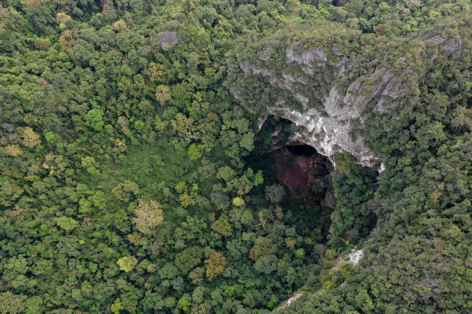 An aerial photo of the Kong Collapse’s entrance is seen in a photo supplied by Jungle Boss.