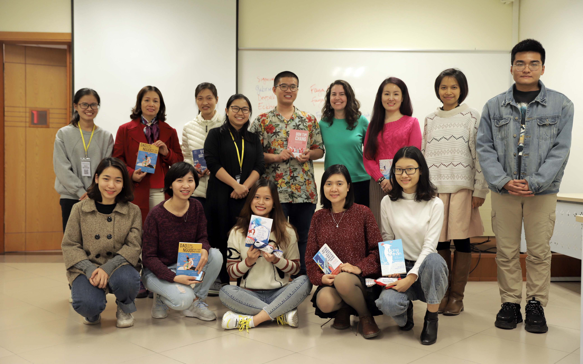 Cao Bao Anh (second row, center) at a seminar titled ‘Suc khoe cam xuc’ (Emotional Health) organized by Oopsy, a Vietnamese psychology group in Hanoi, Vietnam in January, 2020 in this photo provided by Oopsy.