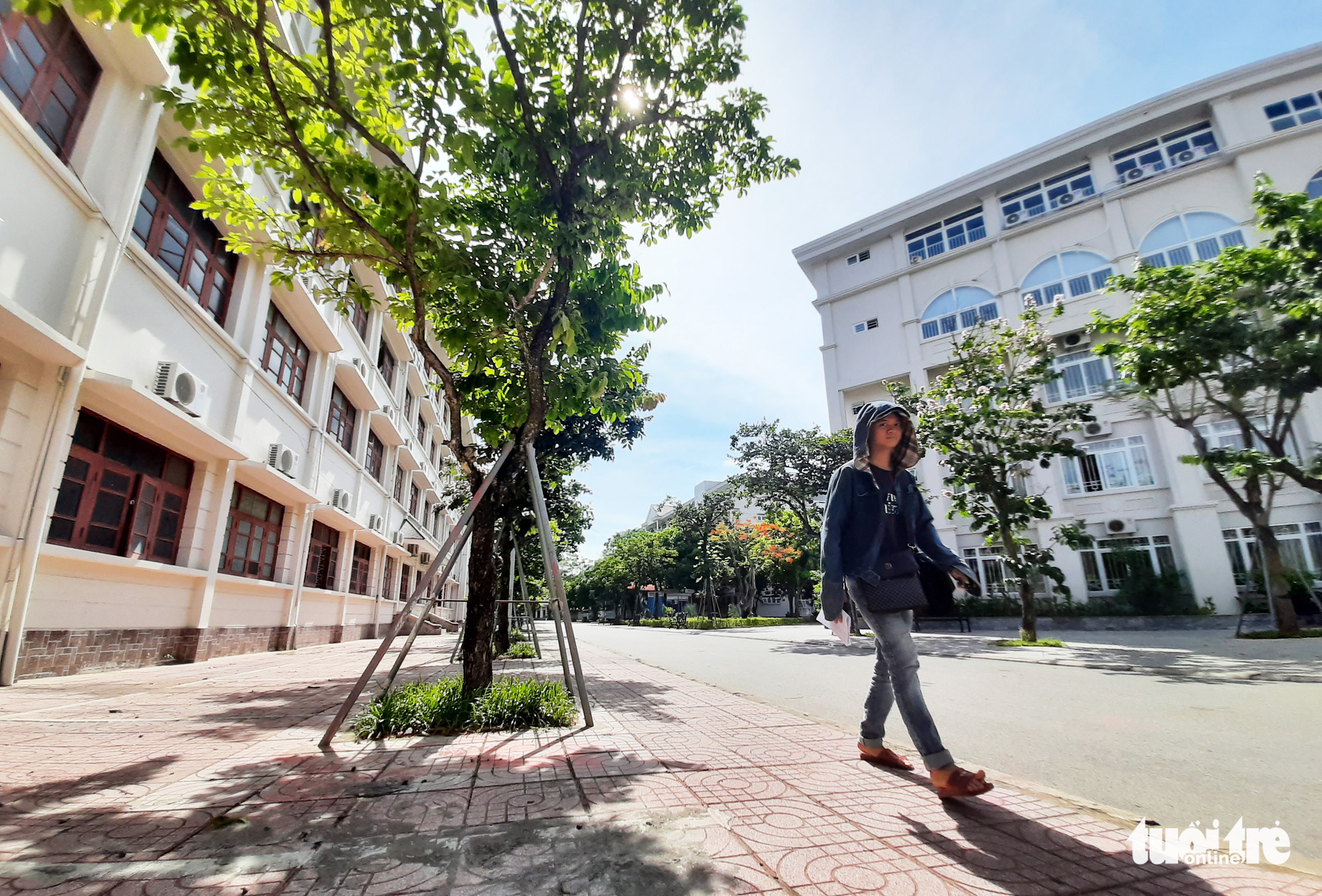 A student walks on the premises of Vinh University in Nghe An Province, Vietnam. Photo: Doan Hoa / Tuoi Tre