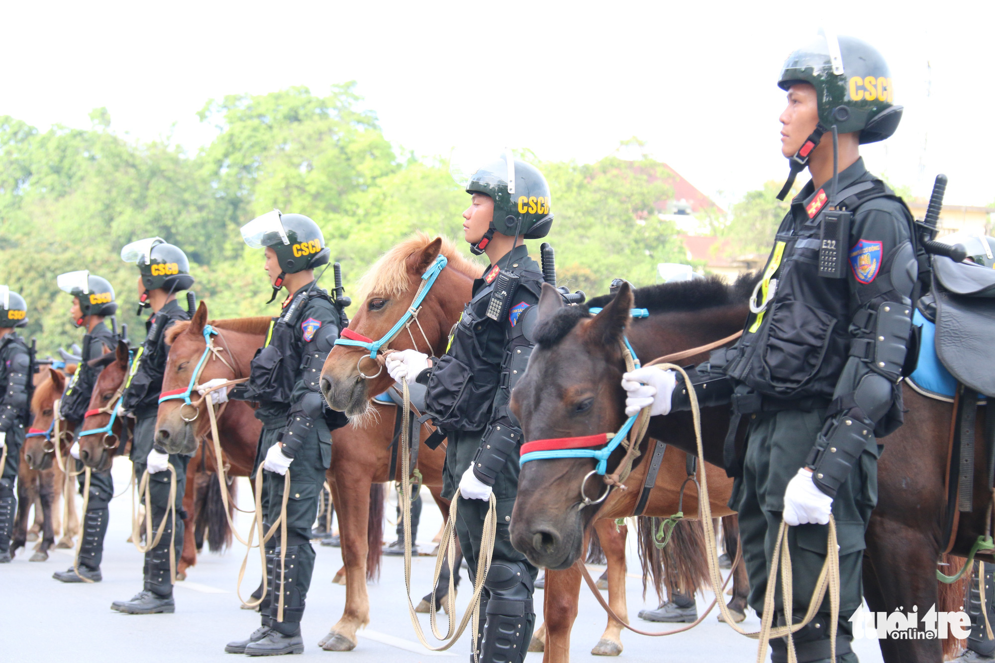 A ceremony is organized at Ba Dinh Square in Hanoi to mark the debut of Vietnam’s mounted police force on June 8, 2020. Photo: Tien Long / Tuoi Tre