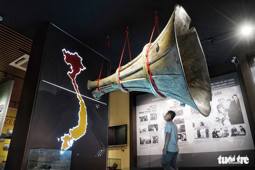 A loudspeaker retrieved from the historical 17th parallel demilitarized zone in central Vietnam is on display at the Vietnam Press Museum in Hanoi in this undated photo. Photo: Song La / Tuoi Tre