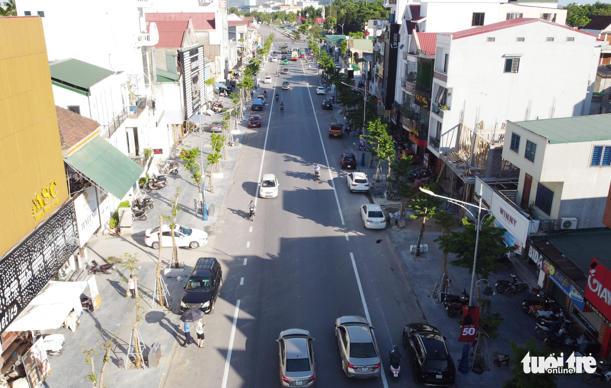 Newly-planted tree lines are captured in this photo of Nguyen Van Cu Street of Vinh City, Nghe An Province, Vietnam. Photo: Doan Hoa / Tuoi Tre