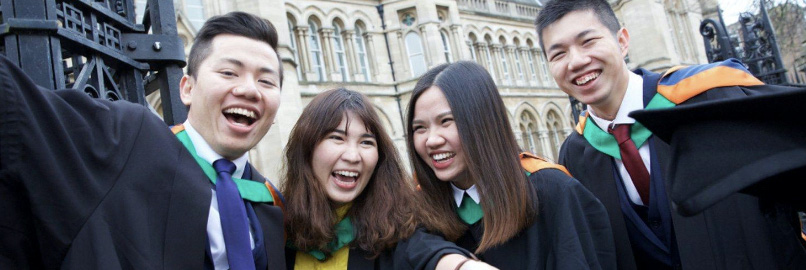 Vietnamese students in the UK are seen in a supplied photo.