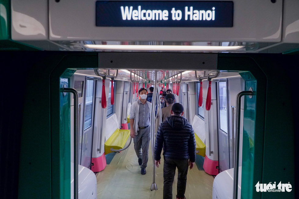 The interior of the train for the metro line 3 of Hanoi, January 23, 2021. Photo: Pham Tuan / Tuoi Tre