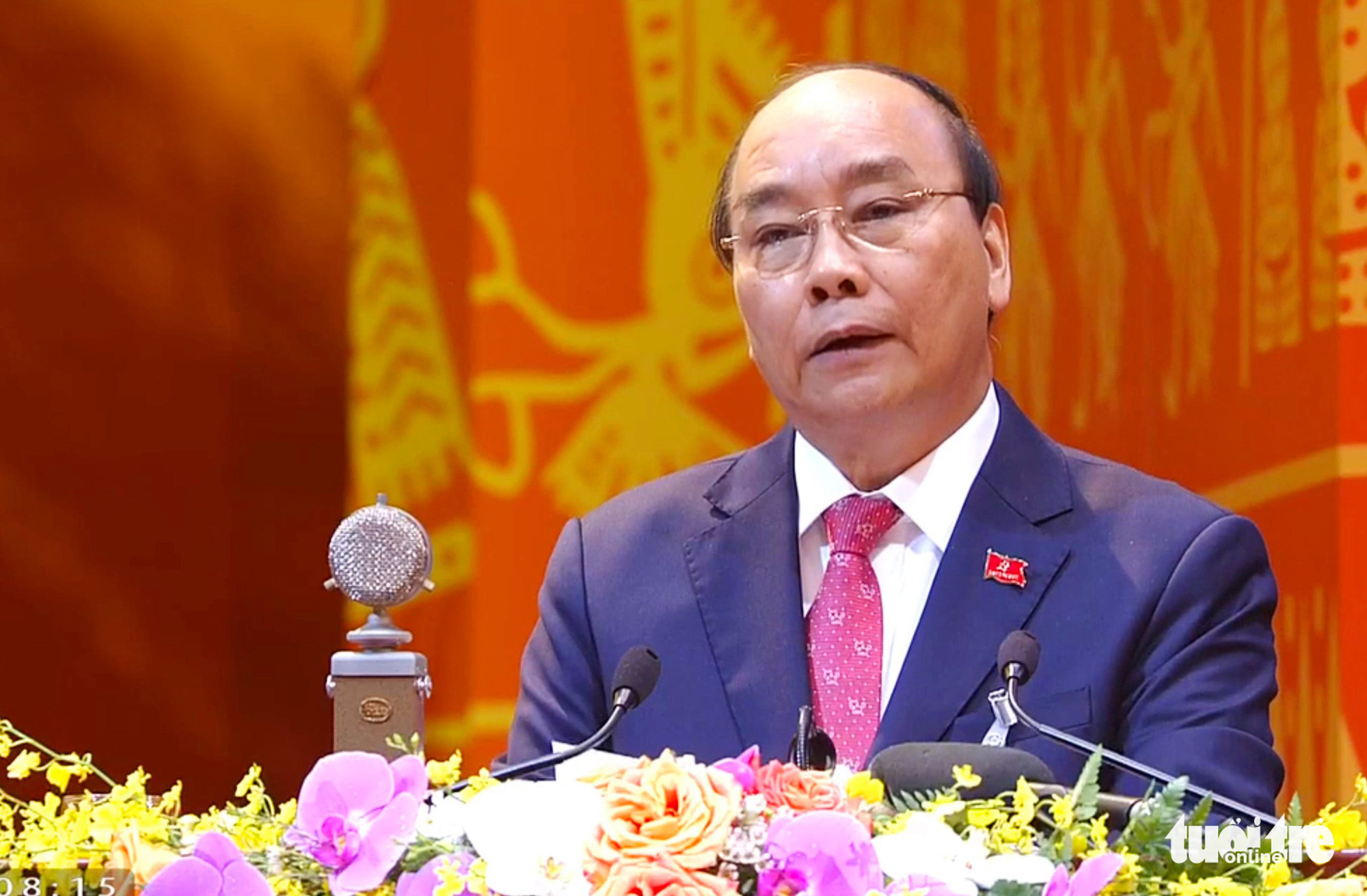 Prime Minister Nguyen Xuan Phuc delivers the opening speech at the 13th National Party Congress in Hanoi, January 26, 2021. Photo: N.K. / Tuoi Tre