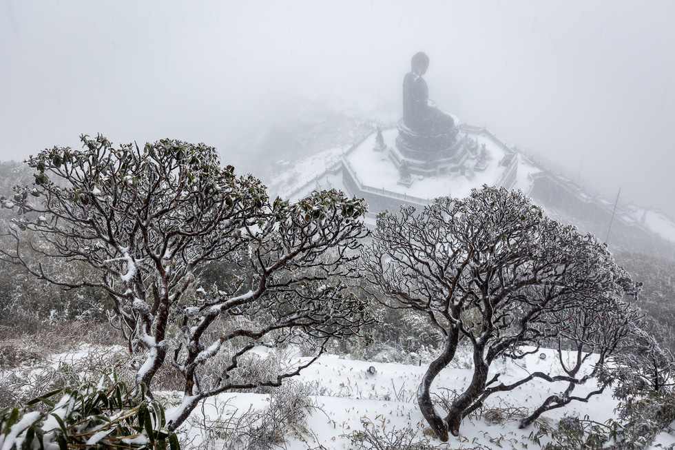 Snow covers Mount Fansipan, February 9, 2021. Photo: To Ba Hieu / Tuoi Tre