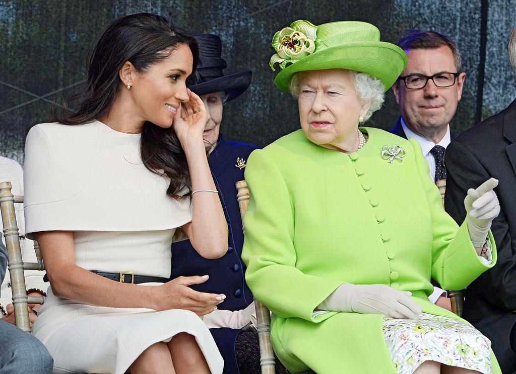Britain's Queen Elizabeth and Meghan The Duchess Of Sussex attend the opening of the Mersey Gateway Bridge in Runcorn, June 14, 2018. Photo: Reuters